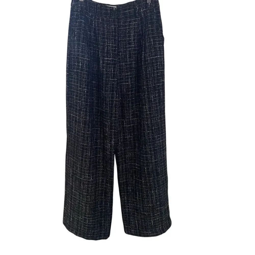 The Native One NWT wide leg adrielle tweed dress pants black medium